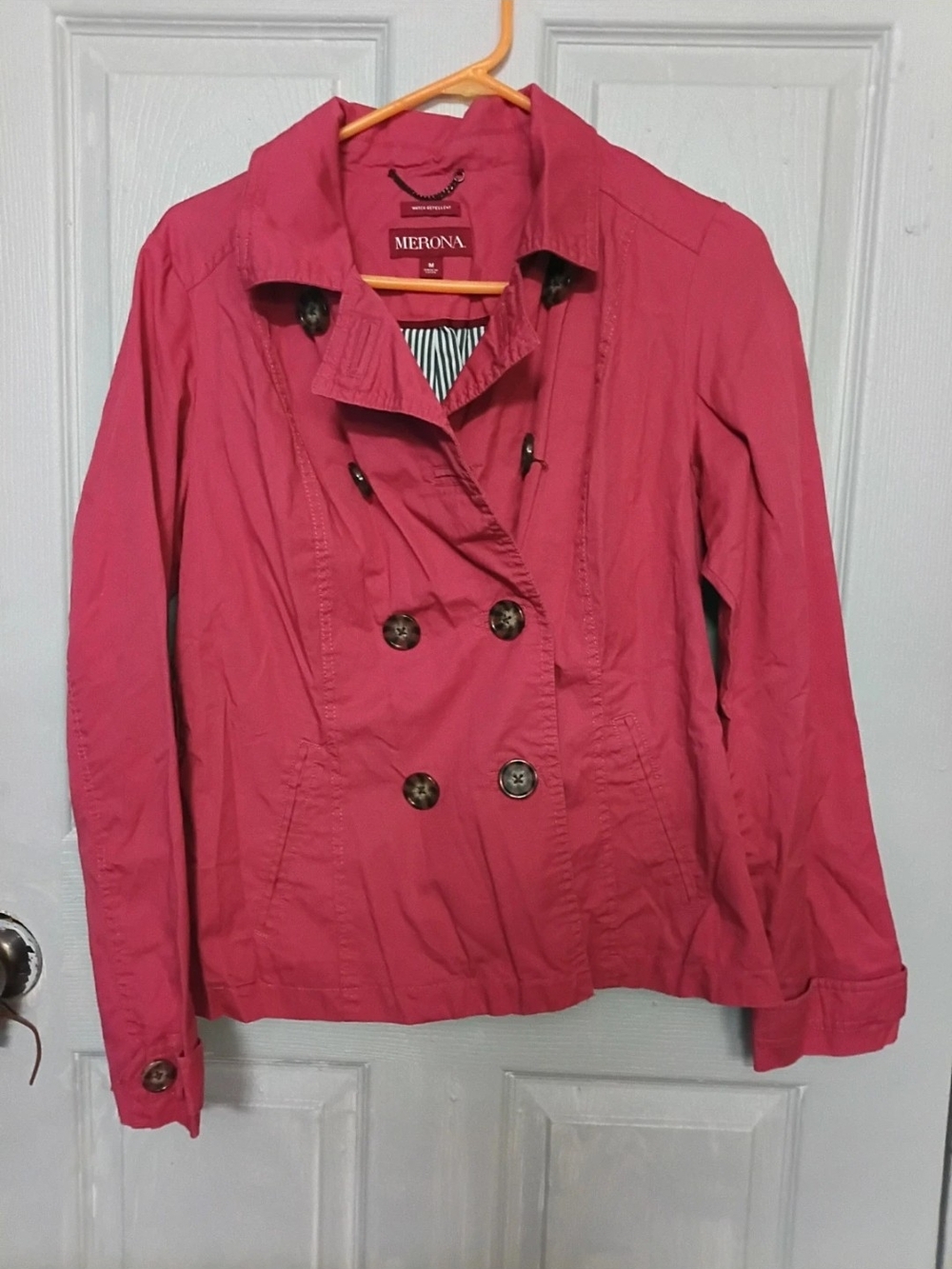 Merona Fuchsia Double-Breasted Trench Jacket